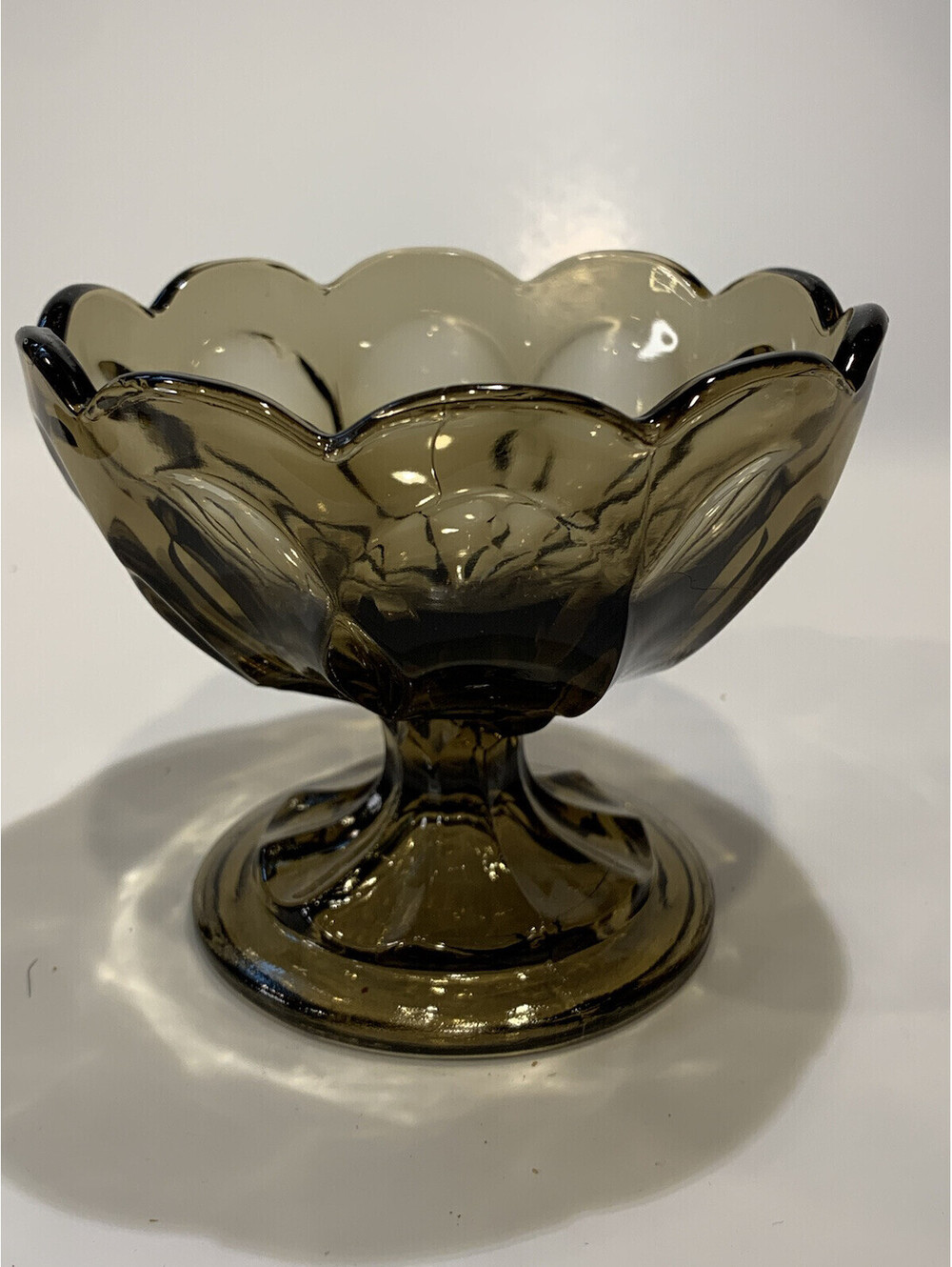 Vintage Anchor Hocking Smoke Glass Sherbet Fruit Dessert Dish Fairfield EXC